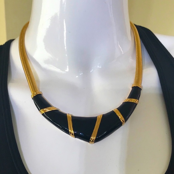Nina Ricci Jewelry - Nina Ricci GP & Enamel Choker Necklace
